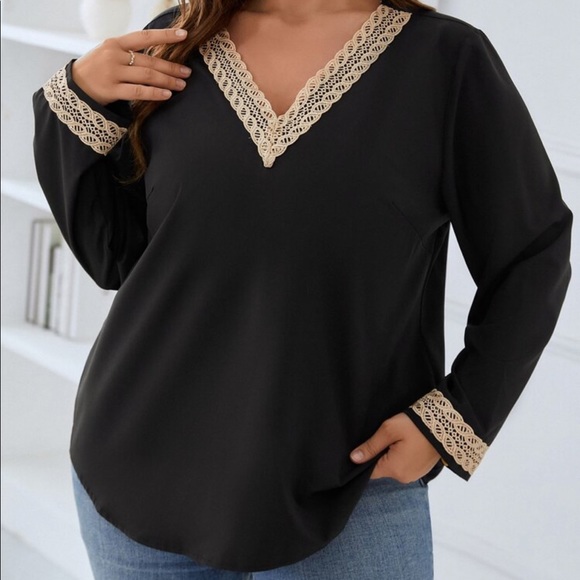 Boho sheer Mesh Lace Long Sleeve Top Shirt Blouse Black - Picture 5 of 12